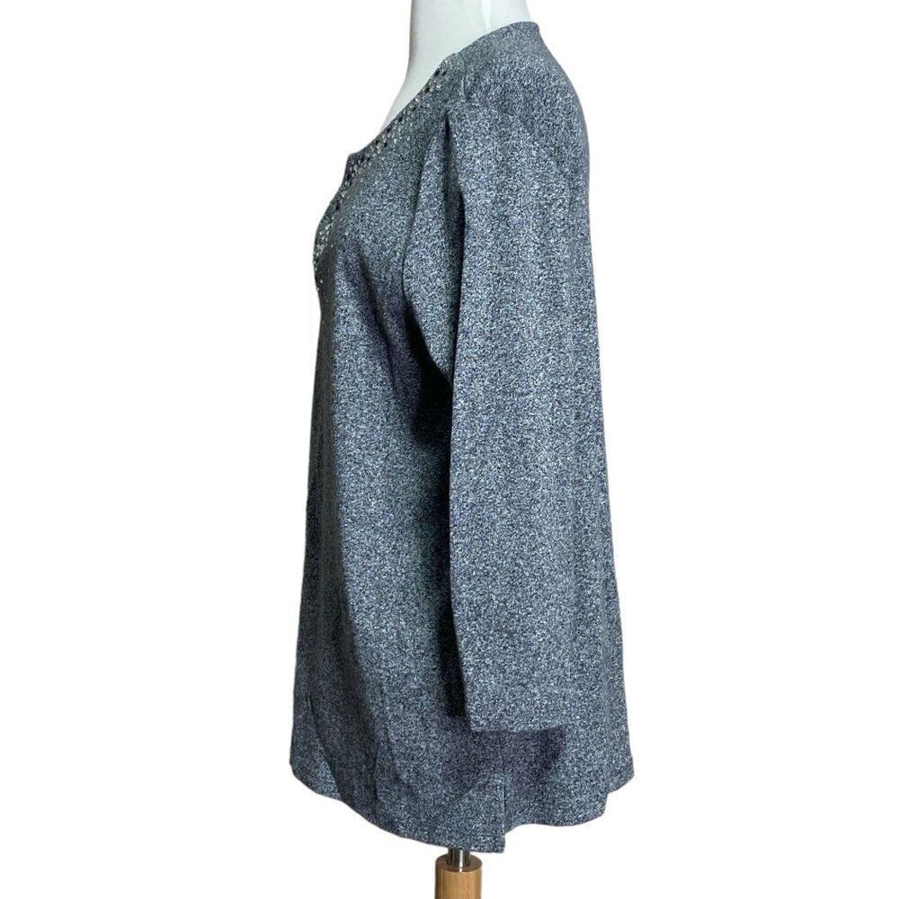 Rafaella Blouse Jeweled Neckline Size Large - Picture 4 of 7